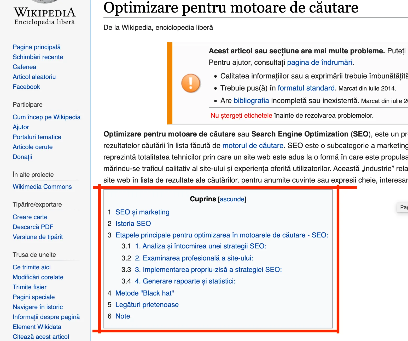 cuprinsul de pe wikipedia te poate ajuta sa gasesti cuvinte cheie