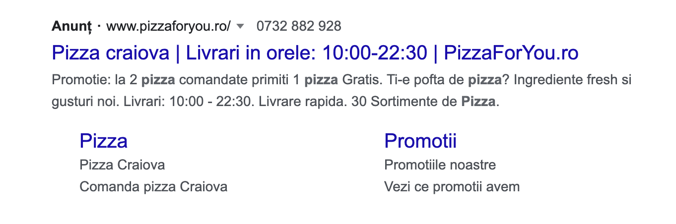 exemplu anunt pe google