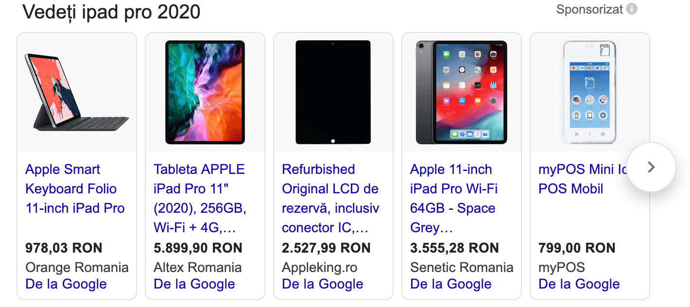 exemplu google shopping