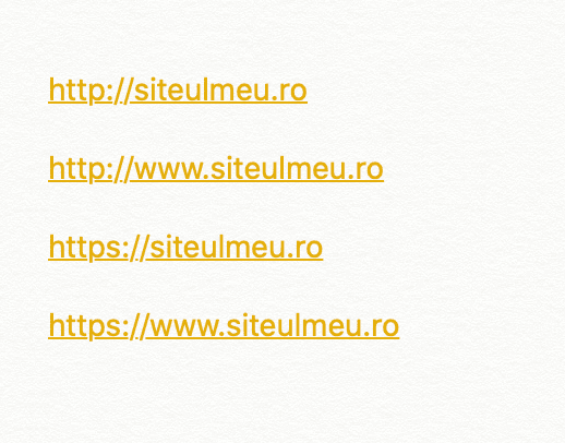 exemple de versiuni ale site-ului